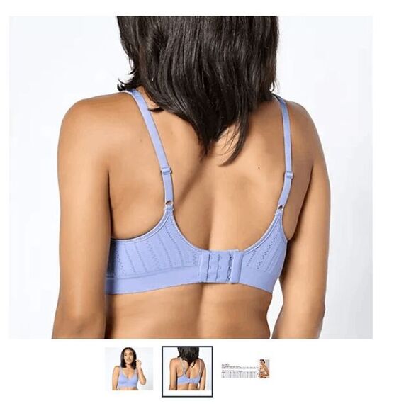 Breezies Womens 42C Seamless Pointelle Underwire T-Shirt Bra Ice Blue NWT ) - Picture 2 of 3